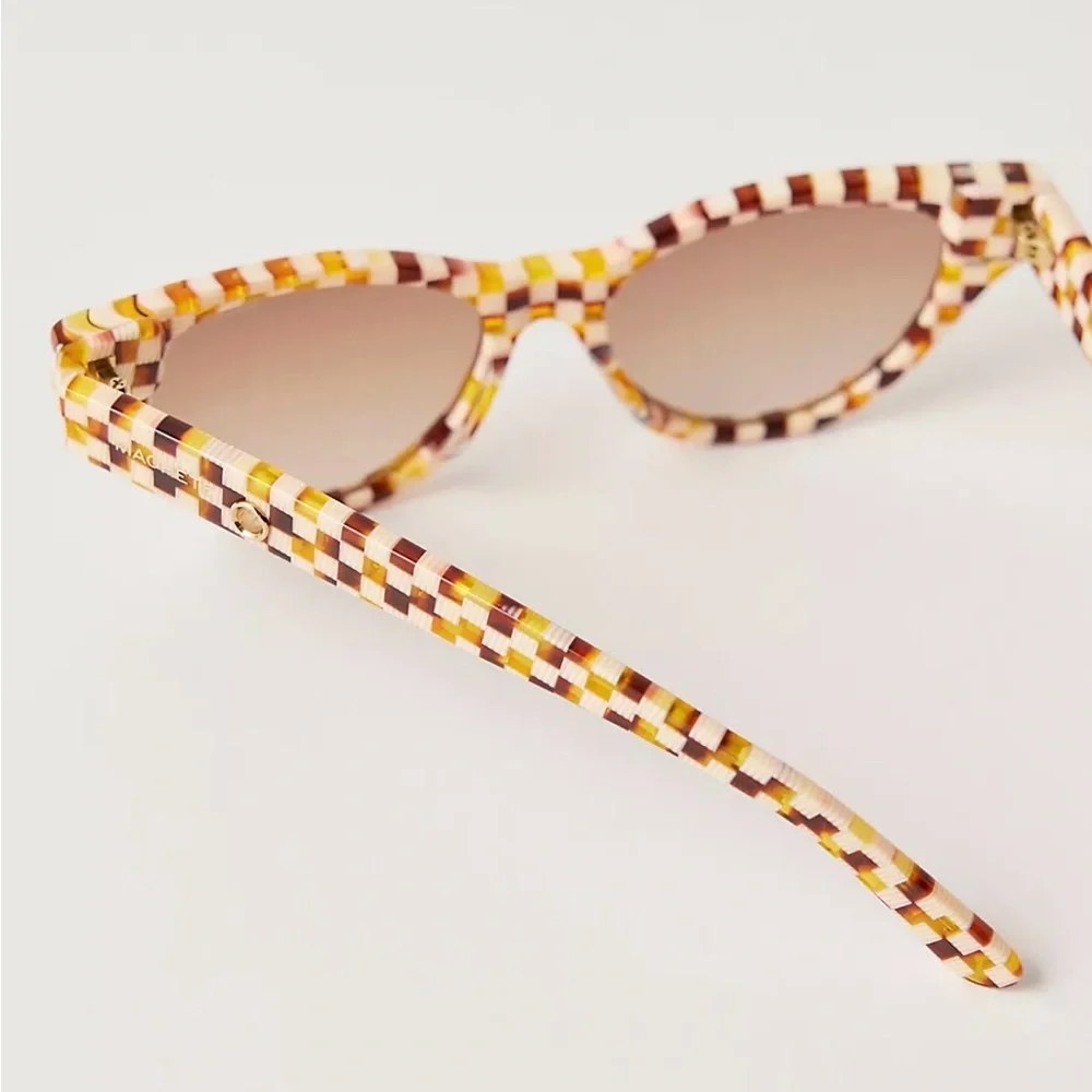 Mosaic Check Cat-Eye Machete Sunglasses